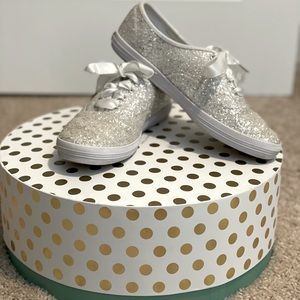 Kate Spade Bride White Sparkle Sneakers Size 7. Only wore once!